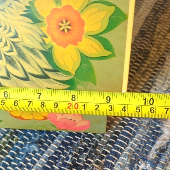 Vintage "K Chin", Wooden Owl Decorative Box Floral Design, - Picture 9 of 11